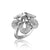 14K White gold flower ring with diamonds