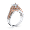 18K Two Tone Double Halo Diamond Engagement Ring
