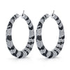 18K White Gold Black And White Diamond Hoop Earrings