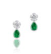 18K White gold earrings with diamonds and emerald