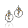 18K Two tone honeycomb diamond earrings