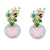 18K Two Tone Diamond Earrings With Quartz And Agate