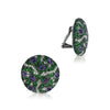 18K White Gold Button Earrings With Diamonds Tsavorites And Amethysts