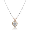 18K Tricolor heart necklace with diamonds