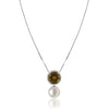 18K White gold necklace with diamonds and olive center tourmaline
