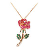 18K Rose Gold Rose Pendant Necklace With Diamond Sapphires And Tsavorite