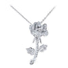 18K White Gold Rose Pendant Necklace With Diamonds