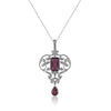 18K White gold necklace with diamonds and pink tourmaline