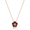 18K Rose gold flower pendant necklace with pink tourmaline and diamonds