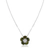 18K White gold flower pendant necklace with green tourmaline and diamonds
