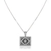 18K White gold locket necklace with black onyx and diamonds