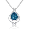 18K White gold necklace with london blue topaz and diamonds.