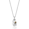 18K Two Tone Bee Pendant Necklace With Diamonds And Black And White Agate
