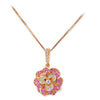 18K Rose Gold Flower Pendant Necklace With Diamonds And Sapphires