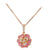 18K Rose Gold Flower Pendant Necklace With Diamonds And Sapphires