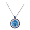 18K White Gold Pendant Necklace With Diamonds Sapphires And Blue Topaz