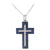 18K White Gold Cross Pendant Necklace With Blue Sapphires And Diamonds