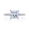 18K White Gold Pave Princess Engagement Ring