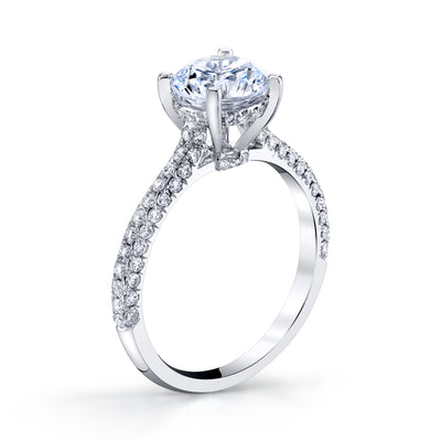 18K White Gold Pave Round Engagement Ring