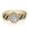 18K YELLOW GOLD HALO DIAMOND AND SAPPHIRE ENGAGEMENT RING