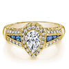 18K YELLOW GOLD HALO DIAMOND AND SAPPHIRE ENGAGEMENT RING