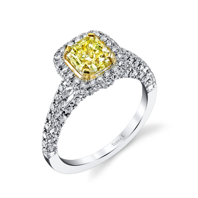 18K WHITE GOLD YELLOW DIAMOND ENGAGEMENT RING