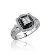 18K White gold ring with diamonds and black onyx