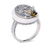 18K Two Tone Honeycomb Diamond Ring With Black And White Agate