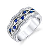 14K White Gold Diamond And Sapphire Fashion Ring