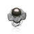 18K White gold ring with black and white diamonds and center pearl