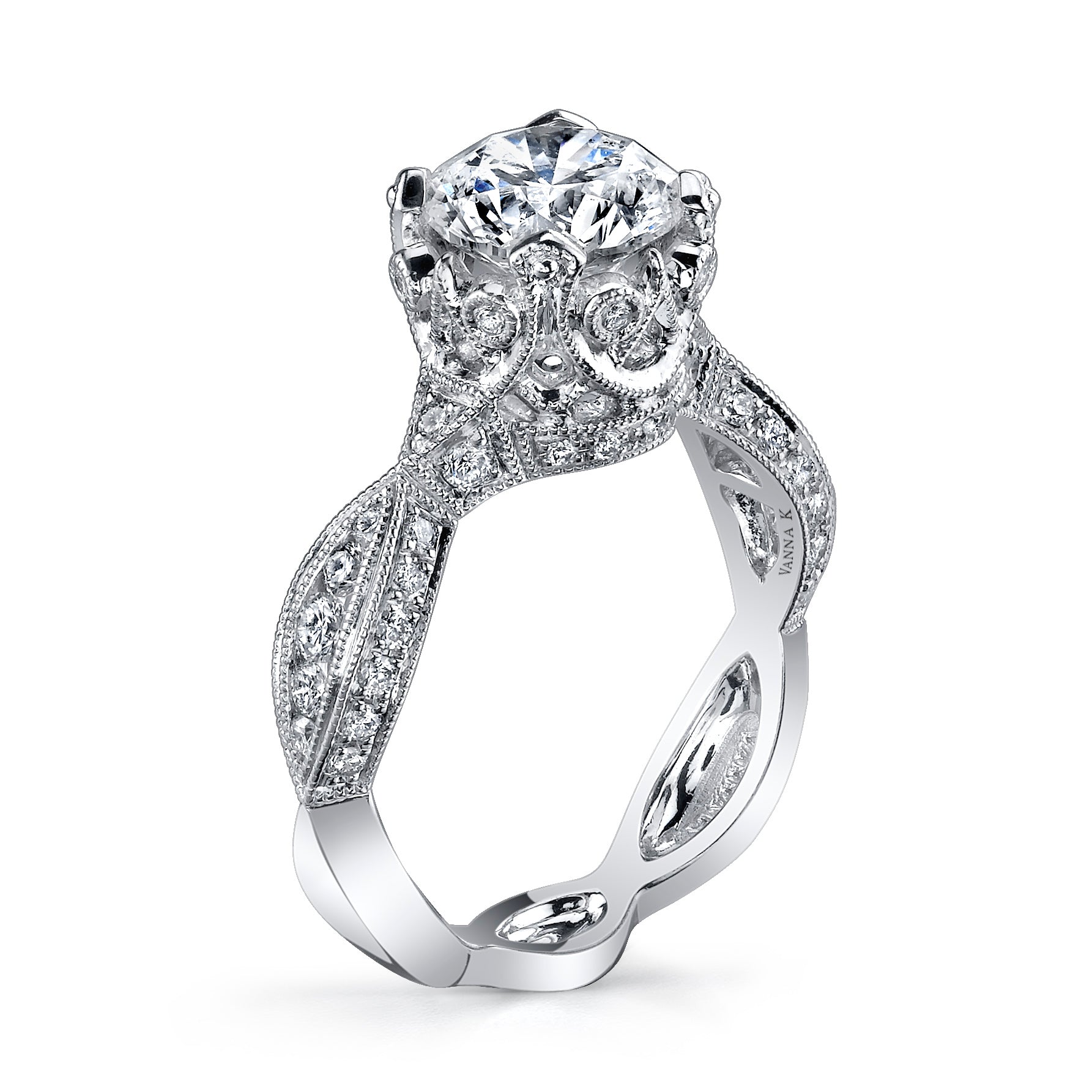 Noam Carver Twist Three-Stone Diamond Engagement Ring Setting in White Gold  – Bremer Jewelry