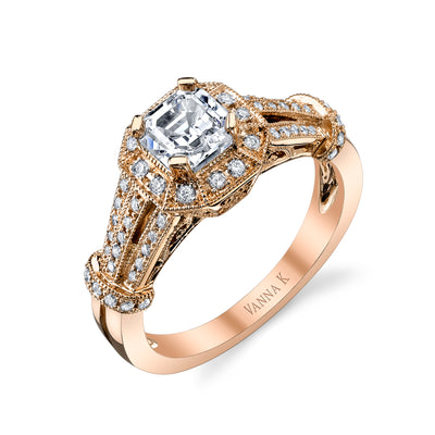18K Rose Gold Halo Diamond Engagement Ring