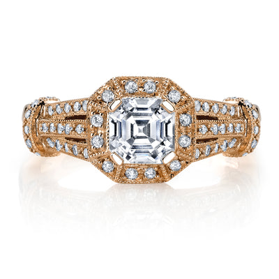 18K Rose Gold Halo Diamond Engagement Ring