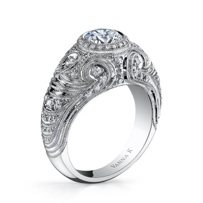 18K White Gold Halo Diamond Engagement Ring