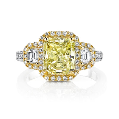 18K Two Tone Halo Diamond Engagement Ring