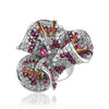 18K White gold ring with diamonds and pink sapphires