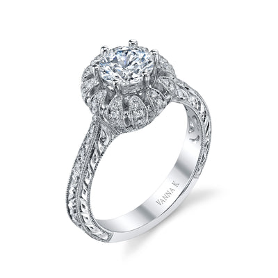 18K White Gold Signature Crown Diamond Engagement Ring