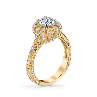 18K YELLOW GOLD SIGNATURE CROWN DIAMOND ENGAGEMENT RING
