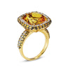 18K YELLOW GOLD RING WITH DIAMONDS SAPPHIRES AND CITRINE