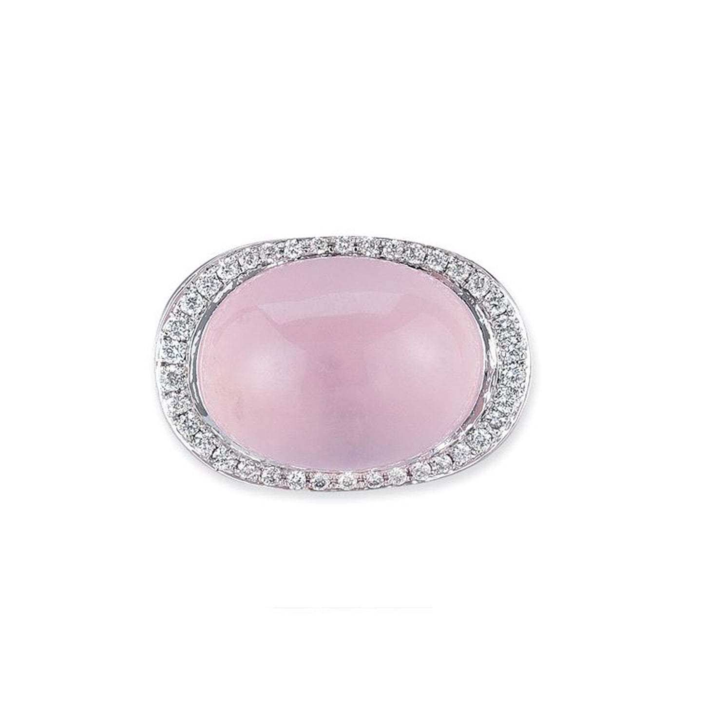 18K White Gold Ring With Diamonds And Rose Quartz
