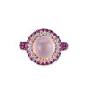 18K Rose Gold Ring With Diamonds Sapphires And Rose Quartz