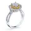18K Two Tone Halo Diamond Engagement Ring