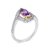 18K WHITE GOLD RING WITH DIAMONDS AND AMETHYST