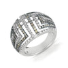 18K White Gold Fashion Ring With White And Brown Diamonds