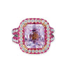 18K White Gold Ring With Diamonds Sapphires And Kunzite