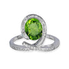 18K White Gold Ring With Diamonds And Peridot