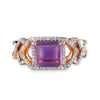 18K Rose Gold Ring With Diamonds And Center Amethyst