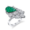 18K White Gold Fashion Diamond And Emerald Ring