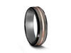 Brushed Tungsten Wedding Band - Rose Gold Plated Inlay - Engagement Ring - Beveled Shaped - Comfort Fit  6mm - Vantani Wedding Bands