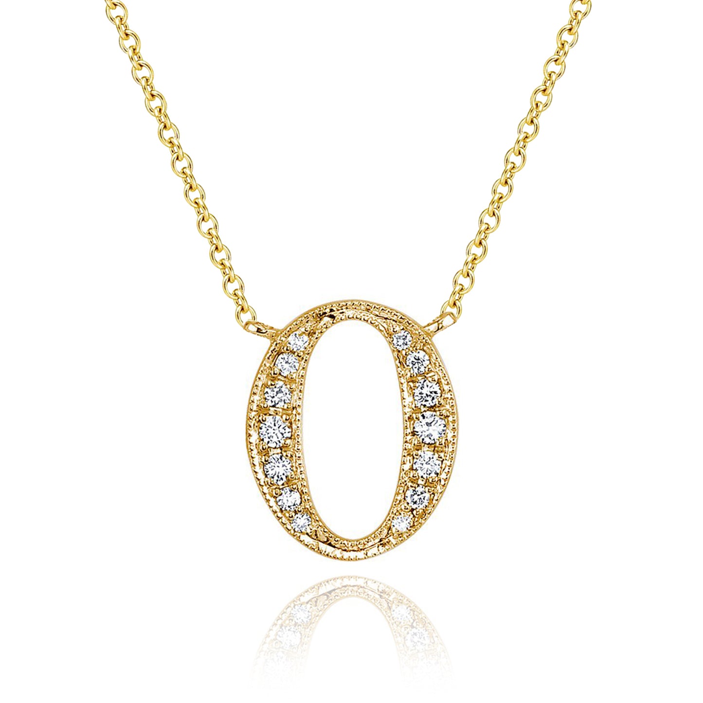 14K Yellow Gold Armenian Initial Diamond Necklace